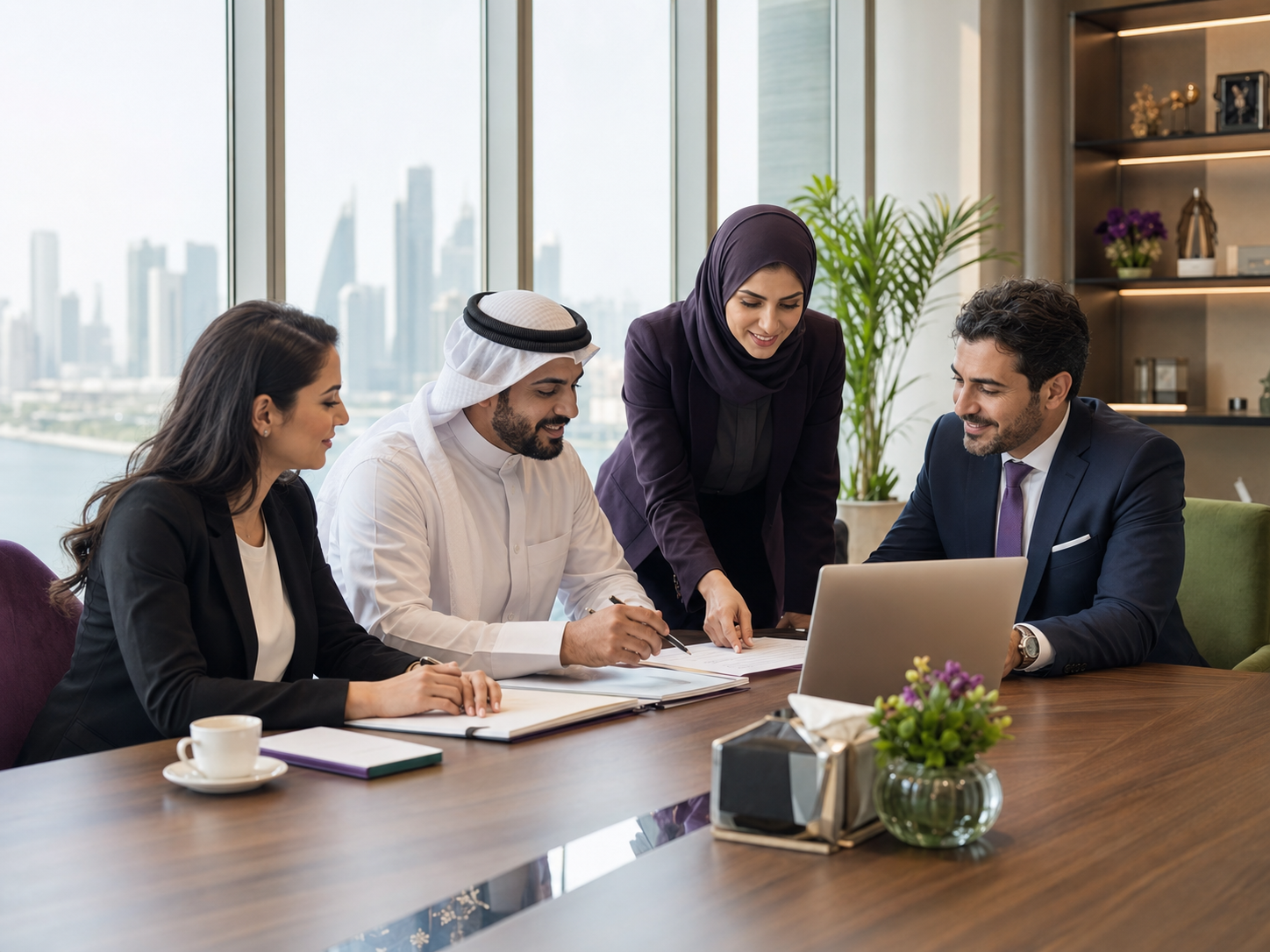 Business advisors supporting an entrepreneur in Bahrain