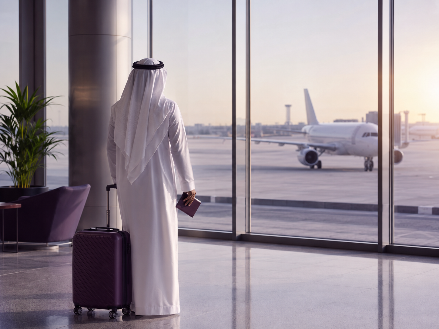 Traveler preparing for an international journey
